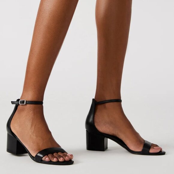 Steve Madden Womens Irenee Black Sandals Size 8.5 Block Heel 2.5" Ankle Strap - Picture 1 of 12